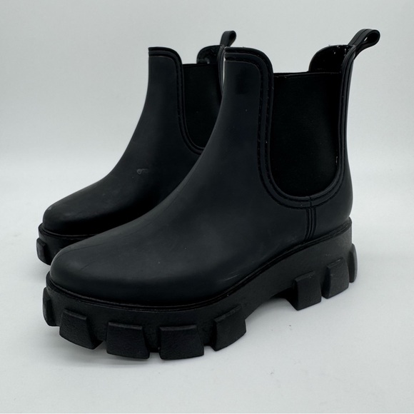 Jeffrey Campbell Black Platform Chunky Lug Sole Rain Boot Size 7 - Picture 1 of 12